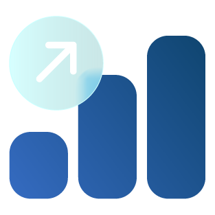Three vertical bars increasing incrementally with an arrow illustrating increased profitability through pharmacy reconciliation.